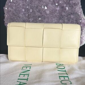 Bottega Veneta Ivory cassette Woven Long wallet